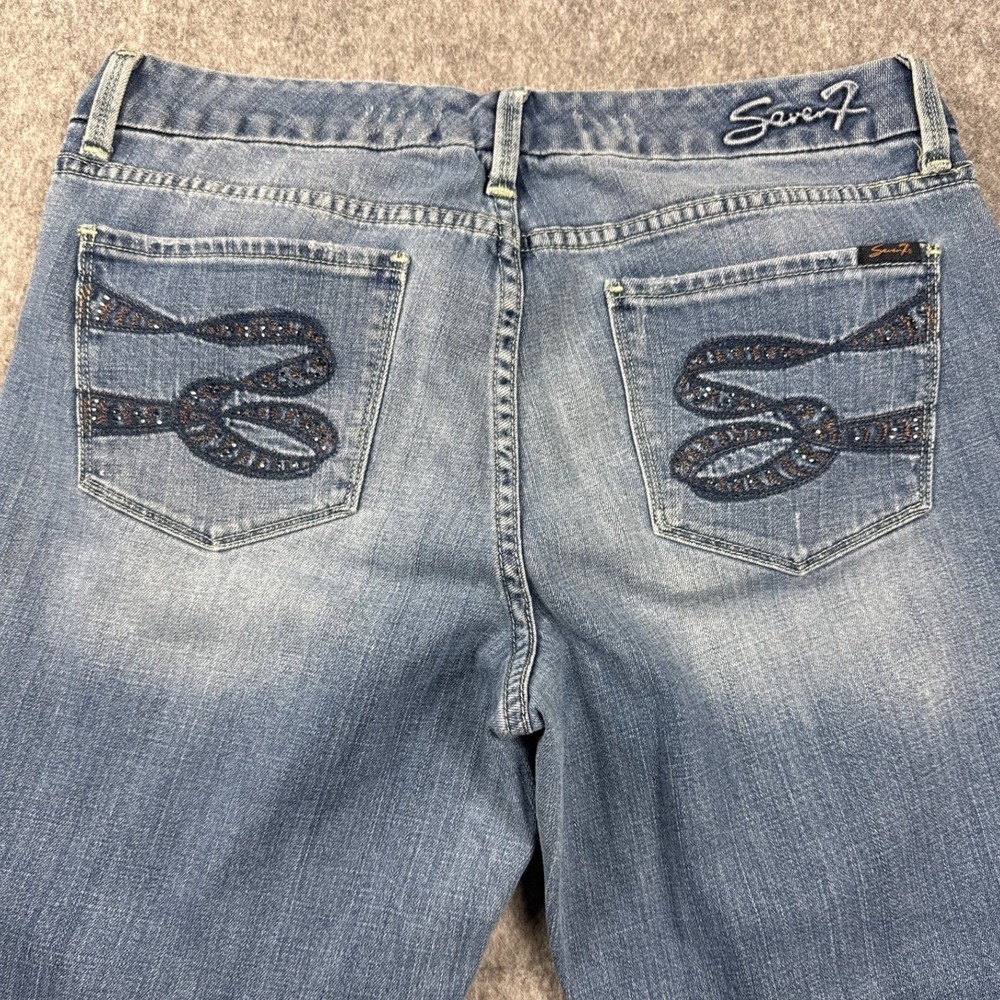 Seven7 Womens Bootcut Jeans Size 12 Mid Rise Medium Wash Embroidered Flare 32x31